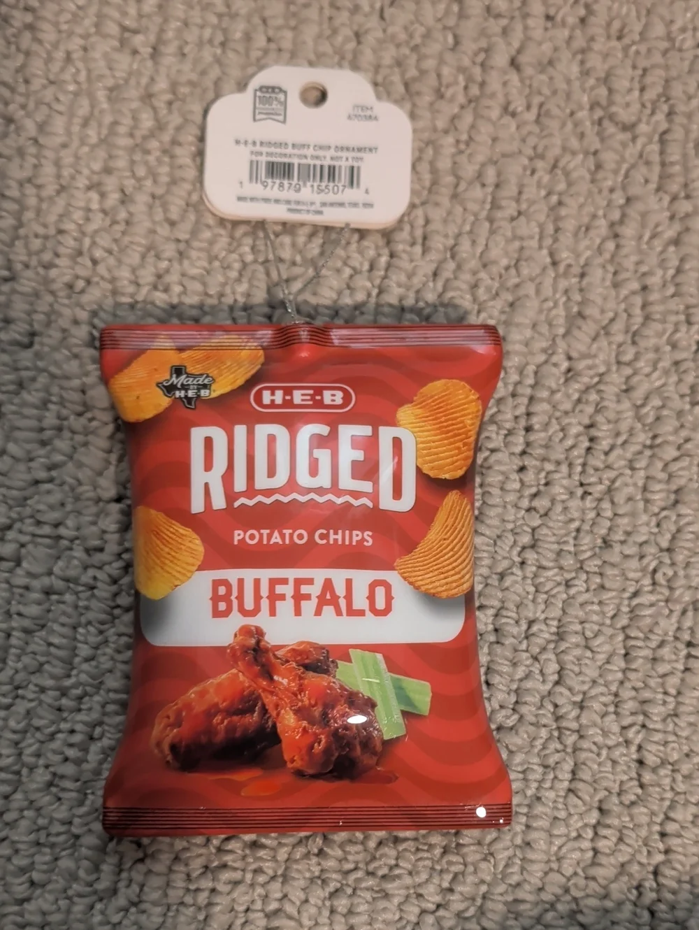 H-E-B Ridged Buffalo Potato Chips Keychain Bag Charm - Red